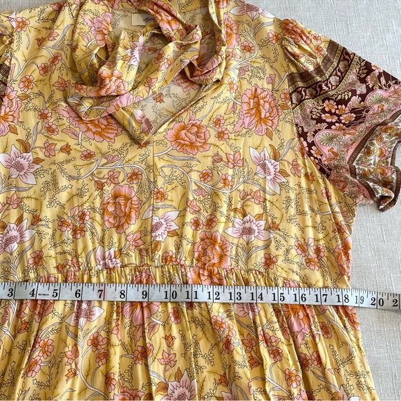 A Beautiful Soul Floral Tie Ribbon Tiered Ruffled Hem Flowy Maxi Dress XL - Picture 10 of 14